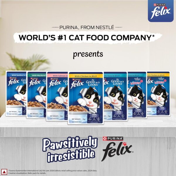 Purina Felix with Tuna in Jelly | Wet Food for Kittens | Complete and Balanced Cat Food, Pack of 12 Pouches (12 x 85 g)
