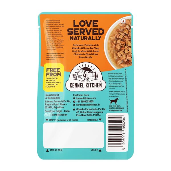 Kennel Kitchen Chicken Chunks in Gravy, 130g (Pack of 1) | Wet Dog Food for Adult & Puppy | Dog Food Gravy with Regionally Sourced Fresh Chicken | Free from Artificial Colours & Preservatives