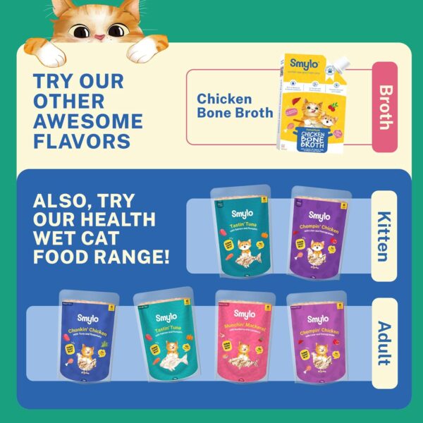 1763941834_81hkNR9xML._SL1500_.jpg Smylo Summer Cooler,Hydration Rich Fish Bone Broth for Cats (100 Ml x 3)|Rich in Collagen for Bones & Joints Health|Omega 3 & 6 for Shiny Fur & Coat|Cat Food Topper and Cat Supplements,All Life Stages