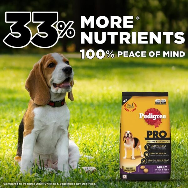 Pedigree PRO Adult Small Breed, 3 kg Dry Dog Food, Vet Trusted Brand, Expert Nutrition, Quality Protein, 33% More Nutrients (9 Months Onwards)