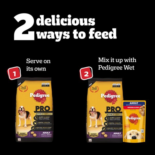 Pedigree PRO Adult Small Breed, 3 kg Dry Dog Food, Vet Trusted Brand, Expert Nutrition, Quality Protein, 33% More Nutrients (9 Months Onwards)