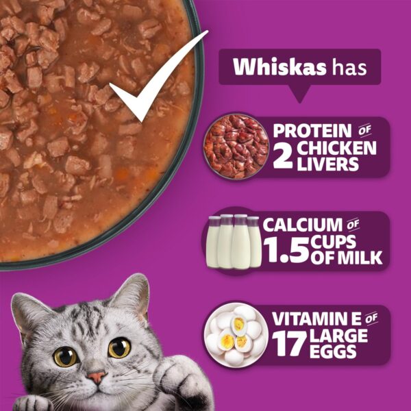1764056105_71GTofHgv1L._SL1500_.jpg Whiskas Adult (1+ Years) Wet Cat Food, Chicken in Gravy, 80 g (Pack of 14), Hydrating Food Made With Real Chicken, 100% Complete & Balanced Nutrition for Adult Cats
