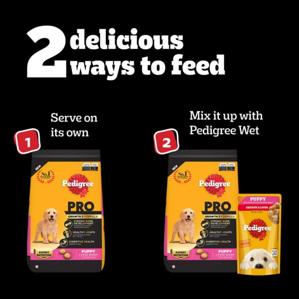 Pedigree PRO Puppy Large Breed, 10 kg Dry Dog Food, Vet Trusted Brand, Expert Nutrition, Quality Protein, 33% More Nutrients (3-18 Months)