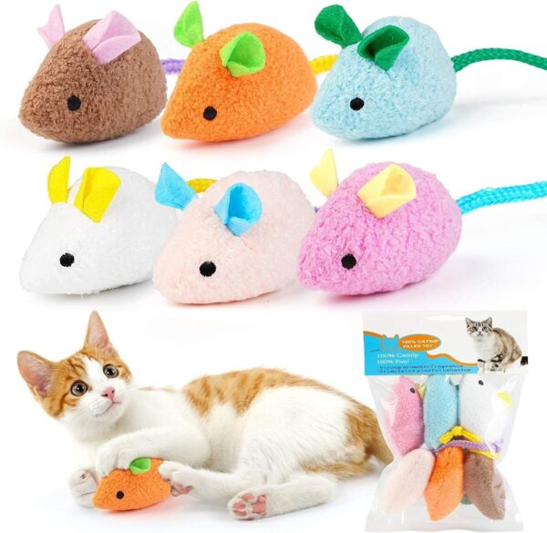 D&C PAWS Interactive Plush Cat Toy Mice – Realistic Furry Mouse Toys for Cats and Kittens, Perfect for Chasing, Battling, and Indoor Playtime Entertainment (Pack of 3)