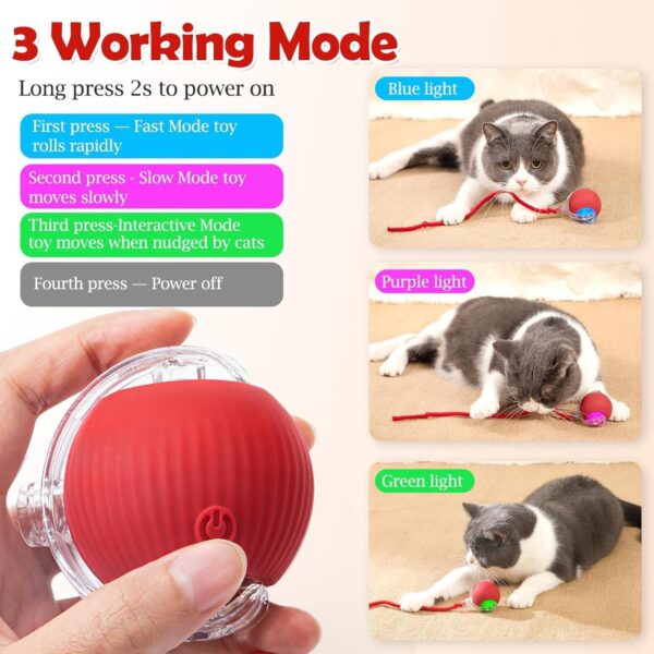 1764444914_71Zjz6-Qw-L._SL1500_.jpg BELOXY Toy Intelligent Funny 360 Degree Rotatable Toys Rechargeable Rotating Ball with LED Light, Chasing Toy Automatic Rotating Smart Obstacle Avoiding (Pink) (RED)
