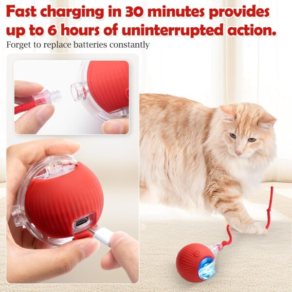 1764444918_71g2PxOQ46L._SL1500_.jpg BELOXY Toy Intelligent Funny 360 Degree Rotatable Toys Rechargeable Rotating Ball with LED Light, Chasing Toy Automatic Rotating Smart Obstacle Avoiding (Pink) (RED)