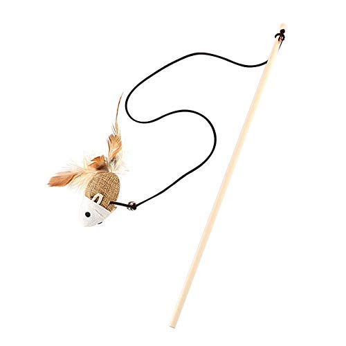 31kxDilNljL.jpg PSK PET MART Cat Teaser Playing Stick & Feather Interactive Teasing Wand Toy with Rod Length 40 cm, Rope Length 67cm (Mouse Bell)