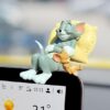 41hN7fgCrL.jpg Mouse & Cat Cute Sleeping Car Dashboard Accessories Toy Best Animated Most Loved Cartoon Figurine for Car Interior, Office Desk & Tabletop Decoration | Premium Resin Collectible Gift