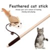 41pMXnu0-L.jpg PSK PET MART Cat Teaser Playing Stick & Feather Interactive Teasing Wand Toy with Rod Length 40 cm, Rope Length 67cm (Mouse Bell)