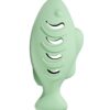 GISHIKI Cat Treat Dispenser Toy,Fish-Shaped Interactive Feeder in Food-Grade Silicone,Stimulates Hunting Instincts & Mental Enrichment,Soft, Bite-Resistant, Washable – Pistachio Green (12.5 cm)