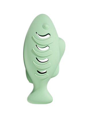 GISHIKI Cat Treat Dispenser Toy,Fish-Shaped Interactive Feeder in Food-Grade Silicone,Stimulates Hunting Instincts & Mental Enrichment,Soft, Bite-Resistant, Washable – Pistachio Green (12.5 cm)