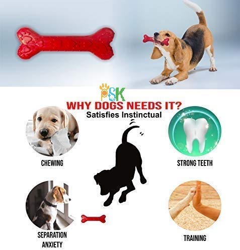 PSK PET MART Rubber Large Chew Bone, Interactive Dog Chew Toy for Adult Dogs, Combo (Spike Ball + Triangle + Bone) (Multi-Colour)(Pack of 1Pcs)