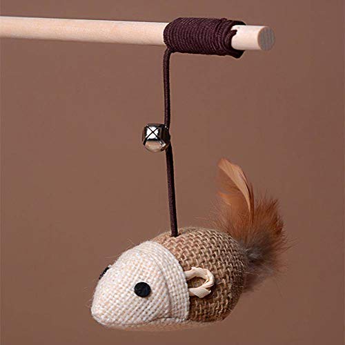 41DPtGhwvxL.jpg PSK PET MART Cat Teaser Playing Stick & Feather Interactive Teasing Wand Toy with Rod Length 40 cm, Rope Length 67cm (Mouse Bell)