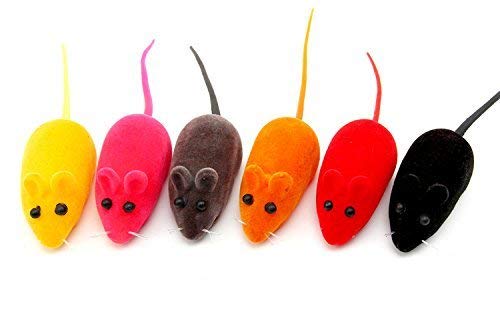 PETS EMPIRE Fun Plush Cat Rats, Cats Hunting Mouse Toys, Bite Proof Cat Squeek Toy, Interactive Mice Plush Squeaky, Kitten Playing Toys Rat, Soft Mouse Toys for Cats, Kittens - 6Pcs (Color May Vary)