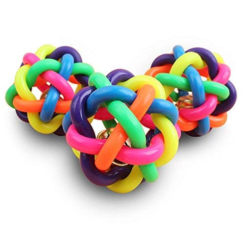 41R5N-FH6iL.jpg The Pets Company Rubber Multi Colour Wire Knot Ball with Bell for Puppy & Kitten