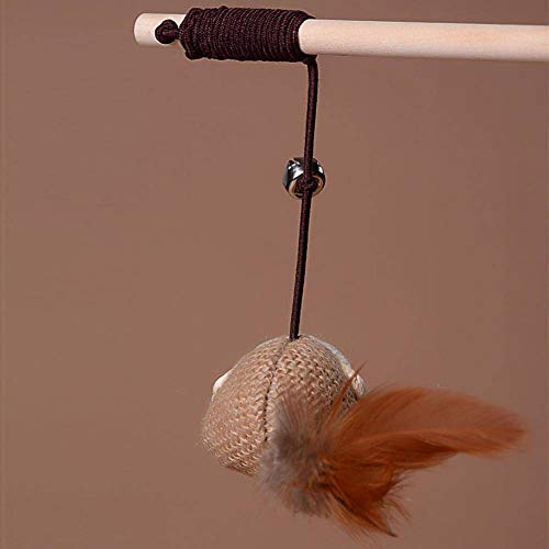41XmgXCIBoL.jpg PSK PET MART Cat Teaser Playing Stick & Feather Interactive Teasing Wand Toy with Rod Length 40 cm, Rope Length 67cm (Mouse Bell)