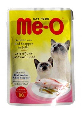 Me-O Adult Cat Food, Sardine with Red Snapper, 80 g (Pack of 12)