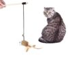 41iIvbkIjdL.jpg PSK PET MART Cat Teaser Playing Stick & Feather Interactive Teasing Wand Toy with Rod Length 40 cm, Rope Length 67cm (Mouse Bell)