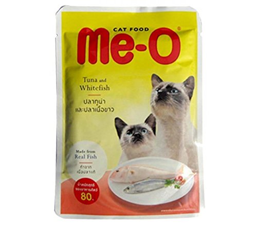 Me-O Adult Cat Food, Tuna and White Fish, 80 g (Pack of 12)