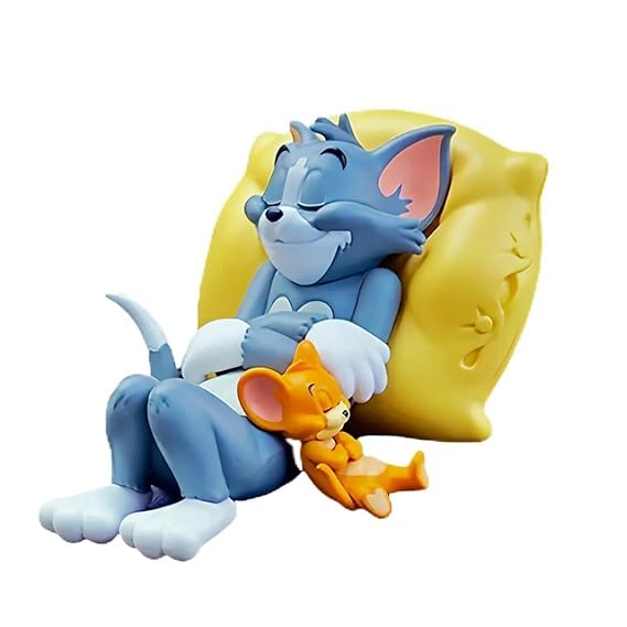 41vwgZNoSvL.jpg Mouse & Cat Cute Sleeping Car Dashboard Accessories Toy Best Animated Most Loved Cartoon Figurine for Car Interior, Office Desk & Tabletop Decoration | Premium Resin Collectible Gift