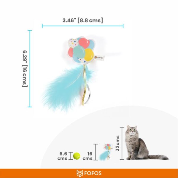 Barkbutler x Fofos Birthday Balloon Cat Toy - US Grade Organic Catnip, Multicoloured Textured Toys, Cat Accessories with Super Soft Fabrics & Real Feathers - Perfect as Kitten Toys