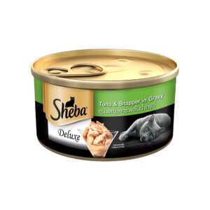 Sheba Deluxe Premium Adult (1+ Years) Wet Cat Food, Tuna & Snapper in Gravy, 85 g Can, High-Moisture Gravy cat Food for Healthy Hydration