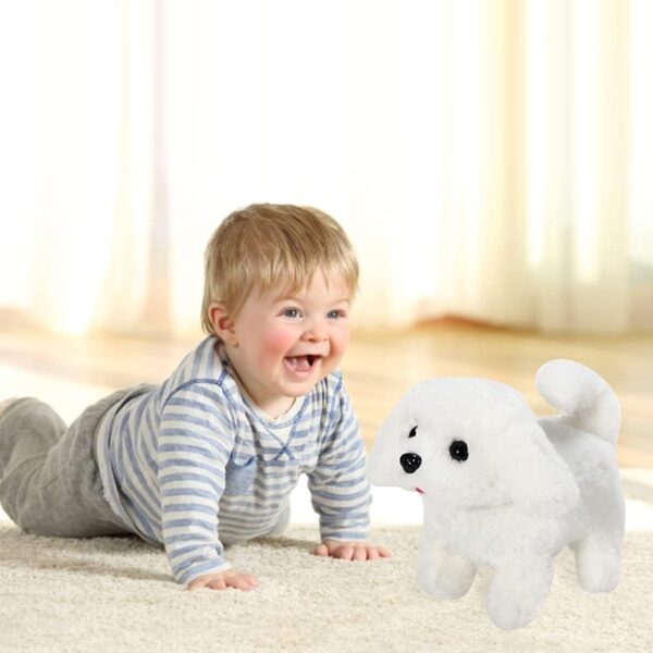 ANKRI White Walking and Barking Dog Soft Puppy Toy for Kids Battery Operated Plush That Walks & Moves Tail Interactive Cute Toy Gift for Girls & Boys | Pack of 1