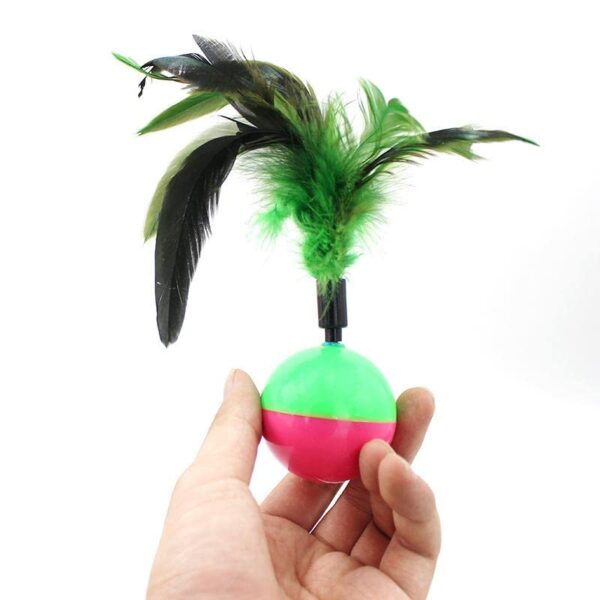 517kkYD4BCL.jpg PETS EMPIRE Feather Tumbler Cat Ball Toy, Whirl Cats Ball Tumbler, Interactive Feathers Pet Toys, Kitten Wobble Training Balls, Colourful Cat Feather Toys for Cats, Kittens - 1N (Color May Vary)