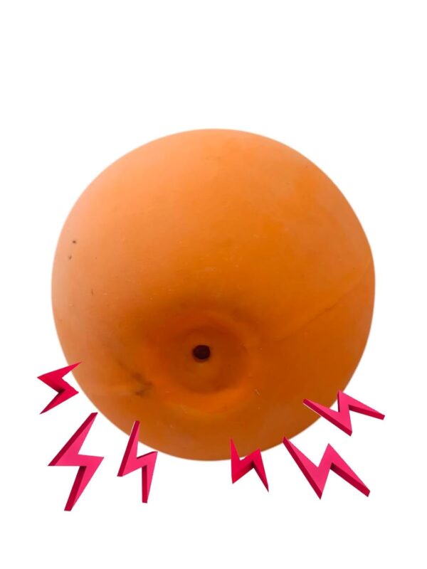 51AfhrCajTL._SL1500_.jpg The Pets Company Latex Squeaky Chew Dog/Puppy Toy for Puppies & Small Dogs | Durable, Animal Design, Non-Toxic, for Playing, Teething and Chewing | Ball with Horns - 13 Cm (Color May Vary)