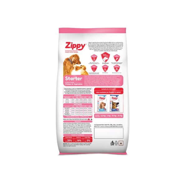 Zippy Starter Dry Dog Food - 1.2 Kg for Pregnant Mother & Weaning Puppy, Real Chicken & Vegetables, Nutritionally Balanced Dog Food for All Breeds, with Vitamins, Minerals, Probiotics & Salmon Oil
