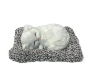 Sleeping Cat Plush Toy with Press Simulation Sound, Stuffed Cat Animal Fur Soft Toys with Sound for Kids Car Dashboard Cat & Office Desk Decoration