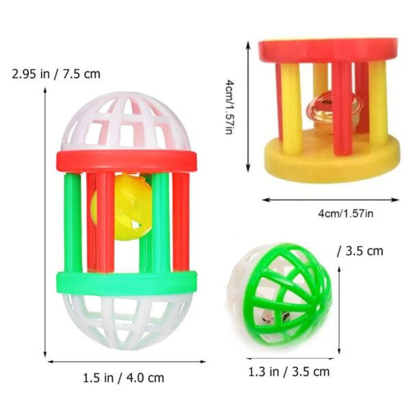 51IQmZMPf0L.jpg PSK PET MART New pet cat Supplies Two-Color Bell Ball with Colorful Flower Drum Sound Toy Pack of 3Pcs Set