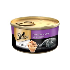 Sheba Deluxe Premium Adult (1+ Years) Wet Cat Food, Tuna Fillets in Jelly, 85 g Can, High-moisture wet food for healthy hydration