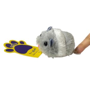A+a Pets' Vibrating Running Mouse Toy | Pulling String | Easy Loop | Soft Fur Toy (Multiple Colors) (Grey/White)