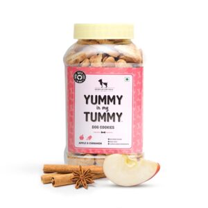 Heads Up For Tails Yummy in My Tummy Apple and Heads Up For Tails Yummy in My Tummy Apple and Cinnamon Veg Dog Biscuits for Adult Dog & Puppy - 320gm | Veg Dog Treats | Made with Real Ingredients | No Added Flavours