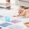 Qpets® Smart Cat Toy Ball with LED Lights, 360° Automatic Rotating & Obstacle Avoiding Interactive Chasing Toy, USB-C Rechargeable Durable ABS Silicone Ball for Indoor Cats, 2 Play Modes, 1-Pack