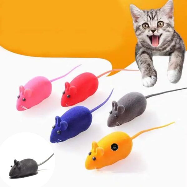 PSK PET MART Fun Plush Cat Rats, Cats Hunting Mouse Toys, Bite Proof Cat Squeek Toy, Interactive Mice Plush Squeaky, Soft Mouse Toys for Cats, Kittens - 3Pcs (Pack of 1) (Color May Vary)