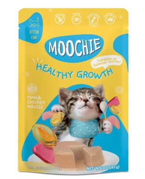 Moochie Healthy Growth cat Food Treat Chicken and Tuna Mousse Gravy 85g