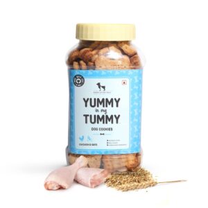 Heads Up For Tails Yummy in My Tummy Chicken Dog Heads Up For Tails Yummy in My Tummy Chicken Dog Biscuits for Adult Dog & Puppy - 320g | All Life Stages, Dog Treats, Crunchy Dog Biscuits | Made with Real Chicken