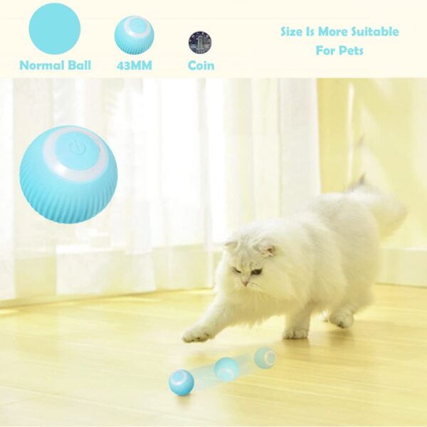 Qpets® Smart Cat Toy Ball with LED Lights, 360° Automatic Rotating & Obstacle Avoiding Interactive Chasing Toy, USB-C Rechargeable Durable ABS Silicone Ball for Indoor Cats, 2 Play Modes, 1-Pack