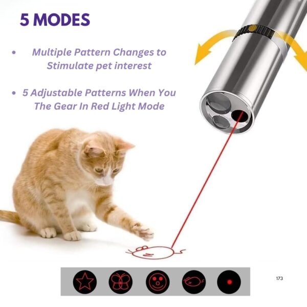 51Wf6ky5UVL._SL1000_.jpg USB Rechargeable Cat Laser Toy – 7-in-1 Interactive Laser Light Pointer – Multi-Pattern Lazer Lights for Cats – Cat Toys Play – Powerful Stimulation Toy with UV Light & Flashlight
