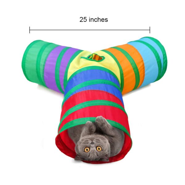 51bQdc8hPgL._SL1000_.jpg Qpets® 3 Way Rainbow Tunnel Cat Toys Pet Tube Collapsible Play Toy Kitten Toys Cat Playing Toys Indoor Outdoor Kitty Puppy Toys for Puzzle Exercising Hiding Training Toy