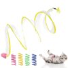 Foldable Tunnel Cat Toy, Stress-Relieving Fun Interactive Toy, Collapsible Donut Tunnel with Bell, Feather, Colorful Mice, and 4 pcs Spiral Spring Toy for Small, Medium Cat- Yellow