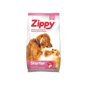 Zippy Starter Dry Dog Food - 1.2 Kg for Pregnant Zippy Starter Dry Dog Food - 1.2 Kg for Pregnant Mother & Weaning Puppy, Real Chicken & Vegetables, Nutritionally Balanced Dog Food for All Breeds, with Vitamins, Minerals, Probiotics & Salmon Oil