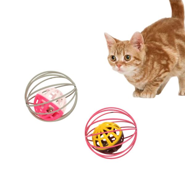 51diXpSFFkL._SL1000_.jpg Cat Toys - 2pcs Interactive Cat Balls with Bell, Colorful Kitten Toys, Cute Caged Bell Rolling