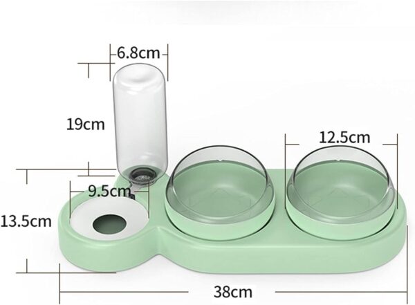 51mr6vZXQQL._SL1327_.jpg Pet Water Dispenser - 3 in 1 Pet Double Bowls 2 Food Bowls 1 Water Feeder Set Food Feeder Set for Cats Puppy Small Dogs | Easy Cleaning with Waterer Bottle for Indoor for Cat Dog