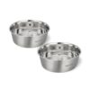 Amazon Basics Heavy Dog Bowl | Large Stainless Steel Food Bowl for Dogs, Cats and Pets (Pack of 2 x 1600 ml)