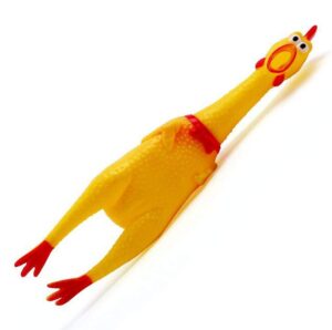 Dog Trust Large Size Squawking Chicken Rubber Squeeze Dog Toys with Sound I BPA Free I Chemical Free I Squeaky and Screaming Chicken Toy for Pets or Kids I Safe & Non-Toxic Dog Toy
