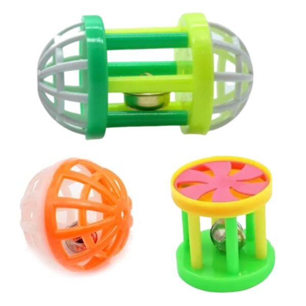 PSK PET MART New pet cat Supplies Two-Color Bell Ball PSK PET MART New pet cat Supplies Two-Color Bell Ball with Colorful Flower Drum Sound Toy Pack of 3Pcs Set