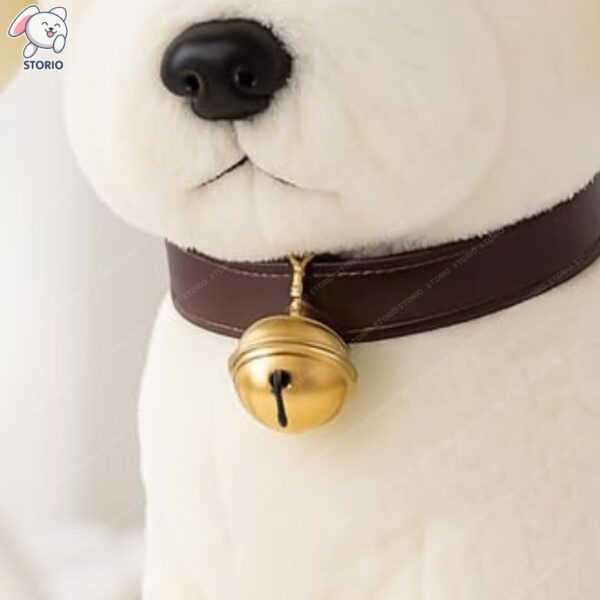 Storio Soft Plush White Puppy Stuffed Animal with Bell Collar| Kids Animal Home Decor for Boys & Girls Soft Dog Plush Toy - 25cm
